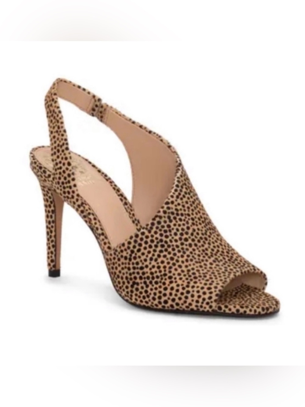 NWT VINCE CAMUTO | Crasantha Calf Hair Animal Print Peep Toe Heels Pumps Sz. 7.5